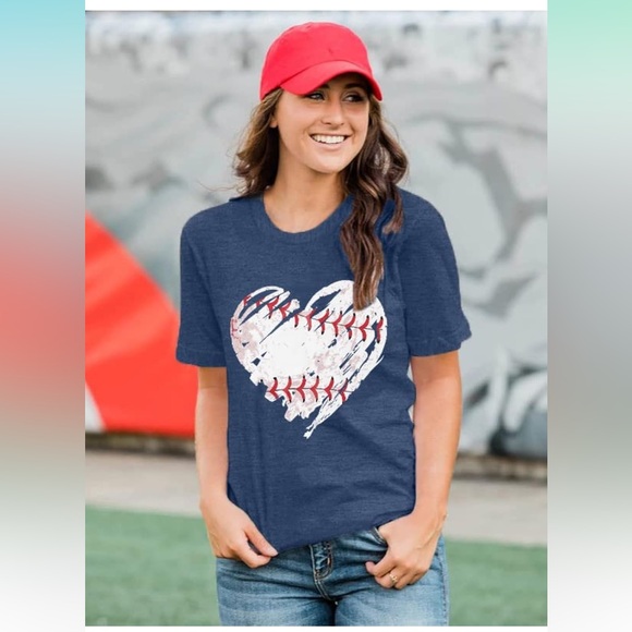 Blue Baseball Heart T-Shirt Women’s Mens Kids Unisex 2XL XXL - Picture 9 of 16